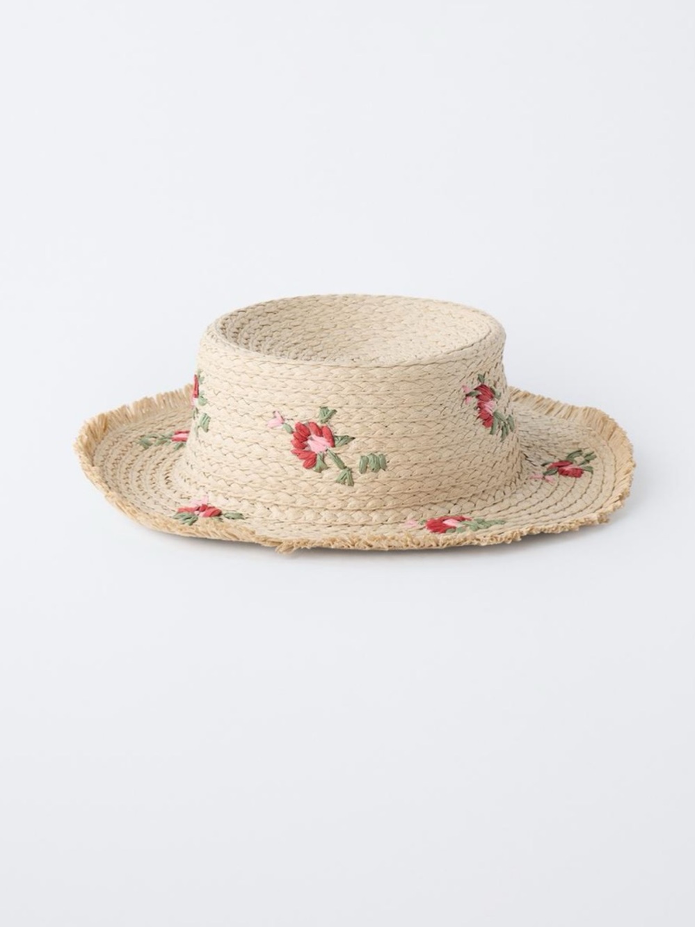 ZARA STRAW HAT WITH EMBROIDERED FLOWERS